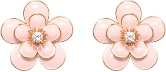 Self Portrait Accessoires, Dames, Roze, ONE Size, Oorstekers met Gelaagde Emaille Bloemen