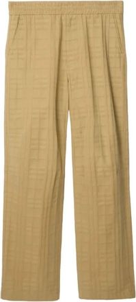 Burberry Textured Check Katoenen Broek - Heren - Wijde Broeken - Beige - XL - Katoen - Broeken