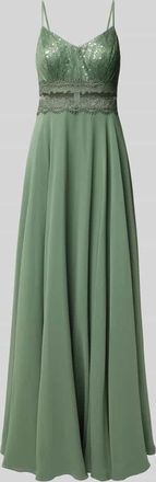 Vera Mont Abendkleid mit Paillettenbesatz in Schilf, Größe 36