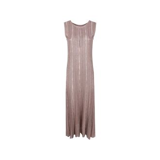 D.exterior Knitted Dresses, female, Brown, Size: L Long Knit Dress with Micro Sequins