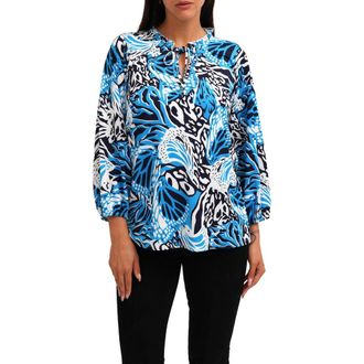 Sunny Leigh Printed Mesh Long Sleeve Top in Jessa Denim at Nordstrom Rack, Size 1 X