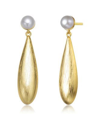 Genevive 14K Over Silver 7Mm Pearl Earrings