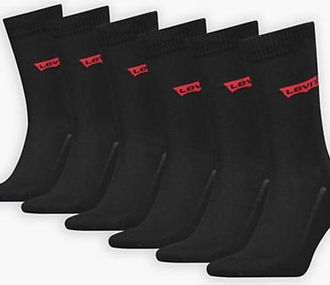 Levi's Calcetines de altura estándar Levis con el logo Batwing: paquete de 6 - Hombre - 39 - Negro / Black