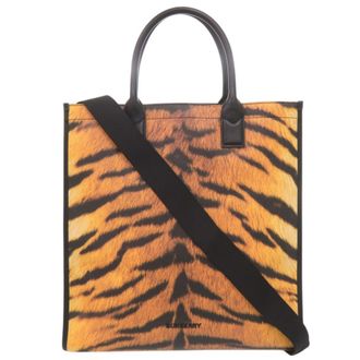 Burberry Black Orange Pvc Leather Tote Bag (Pre-Owned)