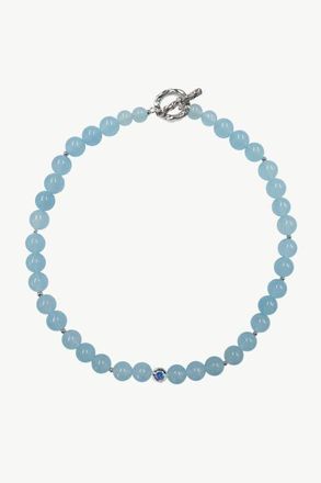Classicharms Isla Aquamarine Bead Choker Necklace in Auqamarine at Nordstrom, Size Small