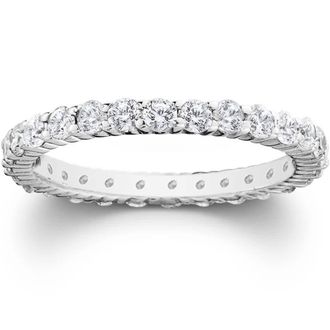 Pompeii3 Platinum 1ct Prong Diamond Eternity Wedding Ring Size Selectable