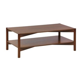 Sweeek Mesa de centro rectangular con doble estante, 110cm, nogal