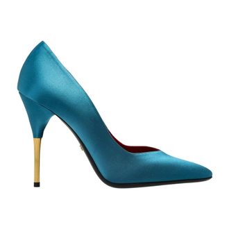 Valentino Garavani Schoenen, Dames, Blauw, 38 1/2 EU, Leer, Satin High-Heeled Schoenen