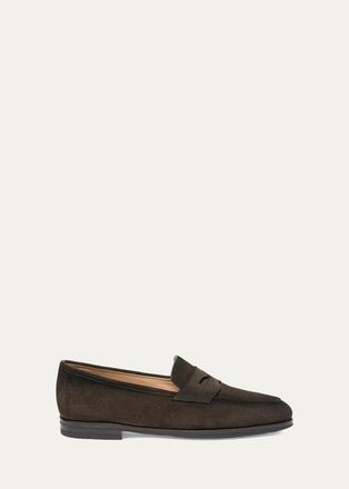 Santoni Suede Penny Loafers