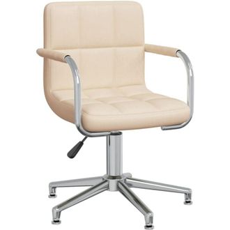 vidaXL Silla de oficina giratoria de tela color crema Vidaxl