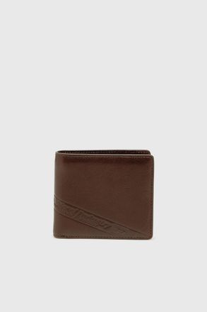 Diesel Bi-fold leather wallet with embossed logo - Small Wallets - Man - Brown