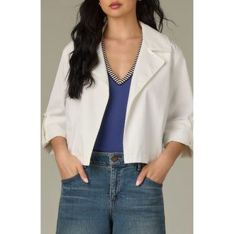 Wit & Wisdom Roll Tab Open Front Soft Blazer in White at Nordstrom, Size X-Large