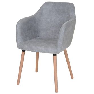 Hhg Nunca Usado] Silla De Comedor Malm&ouml; T381, Silla Silla De Cocina, Dise&ntilde;o Retro A&ntilde;os 50, Textil, Vintage Gris Hormig&oacute;n, Patas Claras