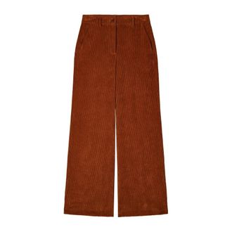 Patrizia Pepe Palazzo Broek in Stretchfluweel 500 Streepjes - Dames - Broeken - Bruin - Maat: L