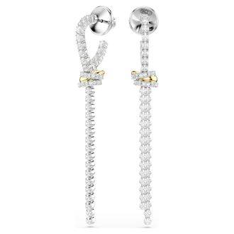 Swarovski Hyperbola Round Cut, Knot, White, Mixed Metal Finish Drop Earrings