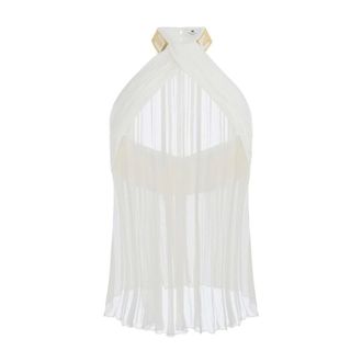 Elisabetta Franchi Crepon Halter Top - Dames - Tops - Beige - Maat: 2XL