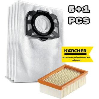 OEM Adecuado Para K&auml;rcher Wd 4, Wd 5, Wd 6, Wd 4290 / 5200 M / 5300 M / 5600 Mp. Bolsa De Filtro De Pelusa + Filtro Plano Plisado (paquete De 5+1) - Crezu