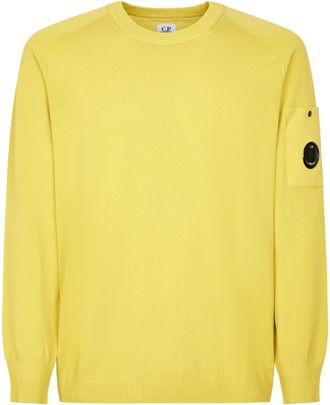 C.P. Company Cotton Crepe Crewneck Sweater with Distinctive Lens Detail