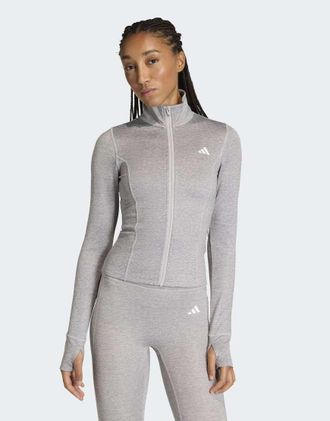adidas Workout Essentials - Giacca grigio m&eacute;lange con zip