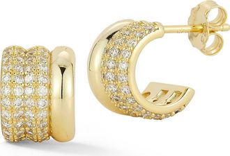 Glaze Jewelry Pav&eacute; Cubic Zirconia Triple Row Hoop Earrings in Gold at Nordstrom Rack
