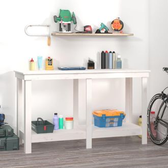 vidaXL Vidaxl - Banco De Trabajo De Madera Maciza De Pino Blanco 140x50x80 Cm