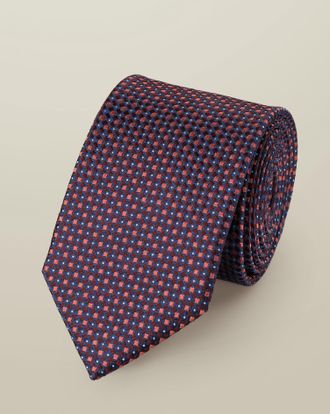 CHARLES TYRWHITT Silk Semi Plain Tie - Maroon Red Size OSFA by Charles Tyrwhitt