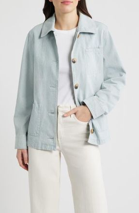Bernardo Stripe Denim Jacket in Light Blue at Nordstrom, Size Xx-Large