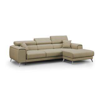 Divani.Store Fusion Sof&aacute; Esquinero Con Asientos Desmontables En Tela Suave Antimanchas 260 Cm Derecho Camel