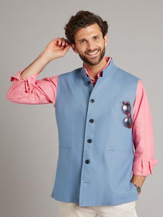 Oliver Brown Linen Gilet - Blue