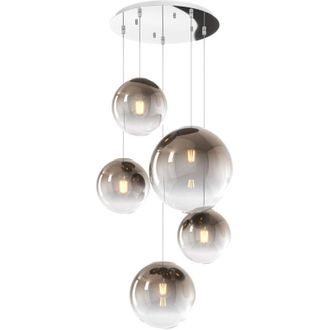 Top-Light Sosp. cromo 5 luci tondo vetri (3 PICCOLI+1 MEDIO+1 grande) tutti bronzo 1194CR-S5 tmix-br