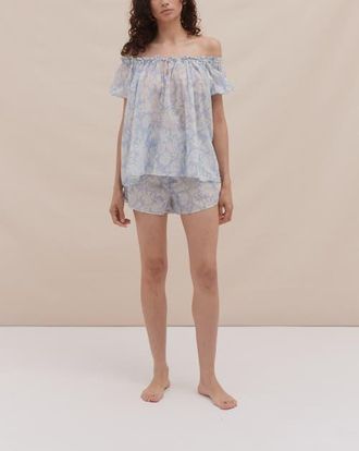 Desmond & Dempsey Idyllic Short Pajama Set in Alma Fig Blue at Nordstrom, Size X-Large Uk