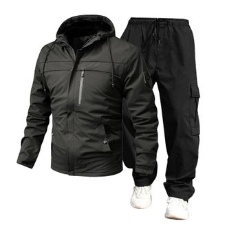 Generic liaddkv Mens Hoodie and Jogging Bottoms 2-Piece Set Winter Warm Tracksuit Suit 2-Piece Tracksuit with Hoodie and Jogging Bottoms with Hood Casual Carg
