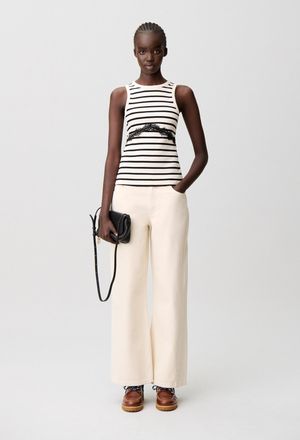 Claudie Pierlot Breton stripe lace cotton T-shirt