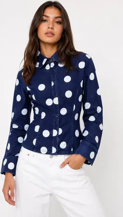 Forever 21 Polka Dot Denim Shirt Jacket