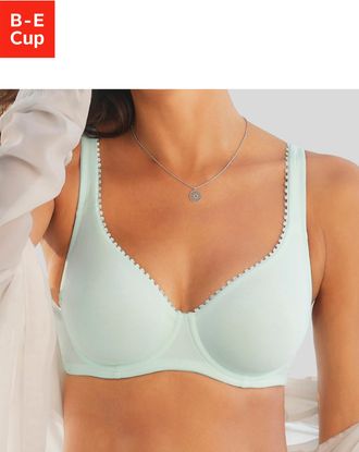 Petite Fleur T-Shirt-BH PETITE FLEUR, Damen, Gr. 100, Cup E, gr&uuml;n (mint, wei&szlig;), Jersey, Obermaterial: 85% Baumwolle, 10% Polyamid, 5% Elasthan, BHs T-Shirt-BH, mit