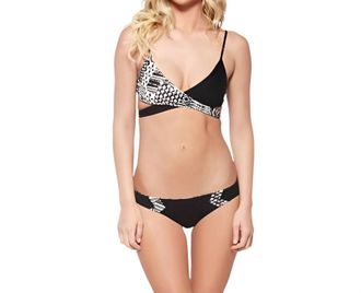 L*Space Chloe Wrap Bikini Top In Ivory Coast Black