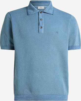 Etro Texturiertes Feinstrick-Kurzarm-Polohemd aus Baumwolle Pegaso