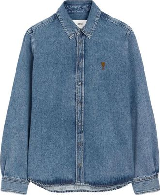 Ami Blauwe Casual Overhemden - Heren - Spijkeroverhemden - Blauw - M - Overhemden