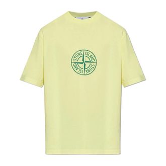 Stone Island T-Shirts, male, Yellow, Size: 2XL T-shirt with printed logo