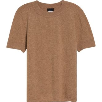 Akris Short Sleeve Cashmere Sweater in Camel at Nordstrom, Size 10
