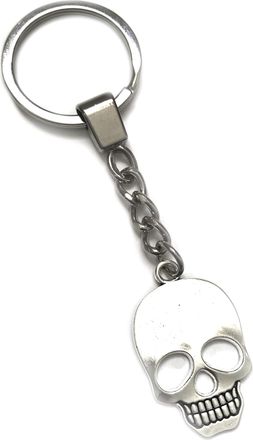Generic KEYRING - Skull - Silver Plated. 30mm Split Ring. Goth Emo Rock. Key Ring. Skull