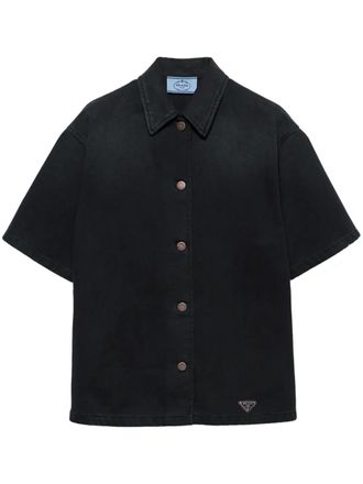 Prada denim shirt - women - Cotton - 40 - Black