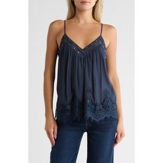 Ramy Brook Cesca Lace Trim Camisole in Navy at Nordstrom Rack, Size Large