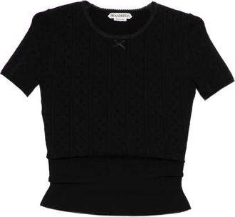 J.W.Anderson Pointelle Gebreid T-shirt - Dames - T-shirts - Zwart - S - Polyester - Tops