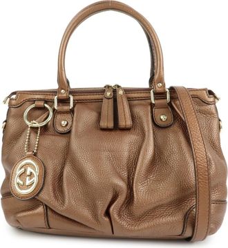 Gucci Sukey Top Handle Satchel Leather Brown Leather Handbag (Pre-Owned)