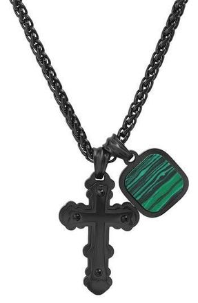 HMY Jewelry Black Cross & Agate Pendant Necklace at Nordstrom Rack