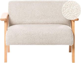 Beliani Kids Sofa Beige Boucle Upholstered with Armrests Modern 1-Seater Toddler Couch LALMO
