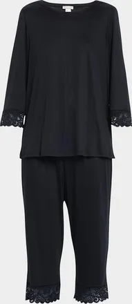 Hanro Moments Lace-Trim Cropped Pajama Set