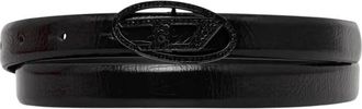 Diesel Accessoires, Dames, Zwart, 80 CM, Leer, Oval D-Logo Leren Riem