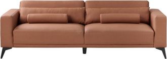 Beliani Beliani - Upholstered 3 Seater Sofa Adjustable Backrest Height Faux Leather Brown Ange